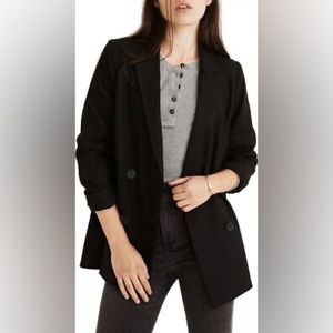 Black Madewell Caldwell Double Breasted Solid Blazer
